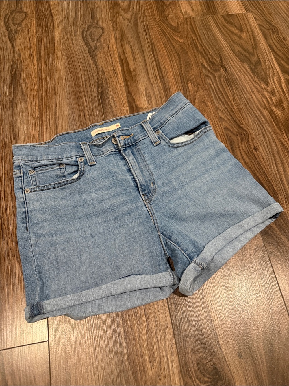 Levi’s mid length size 28 Women's Light Blue Denim Roll-Cuff Shorts